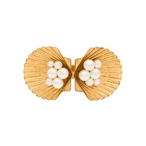 Jennifer Behr "Maricela" Seashell Earrings in Gold w Pearl
